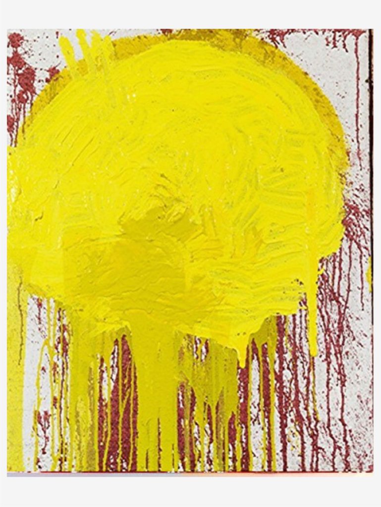 Peinture (jaune) de Hermann Nitsch, oeuvre d'art 80 x 100 cm
