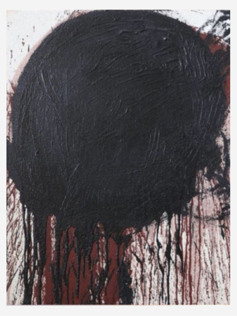 Peinture (noire) de Hermann Nitsch, oeuvre d'art 80 x 100 cm