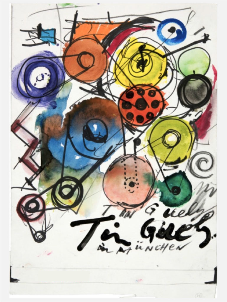 Tinguely in München, oeuvre de Jean Tinguely (1985), Stylo feutre, gouache crayon et aquarelle